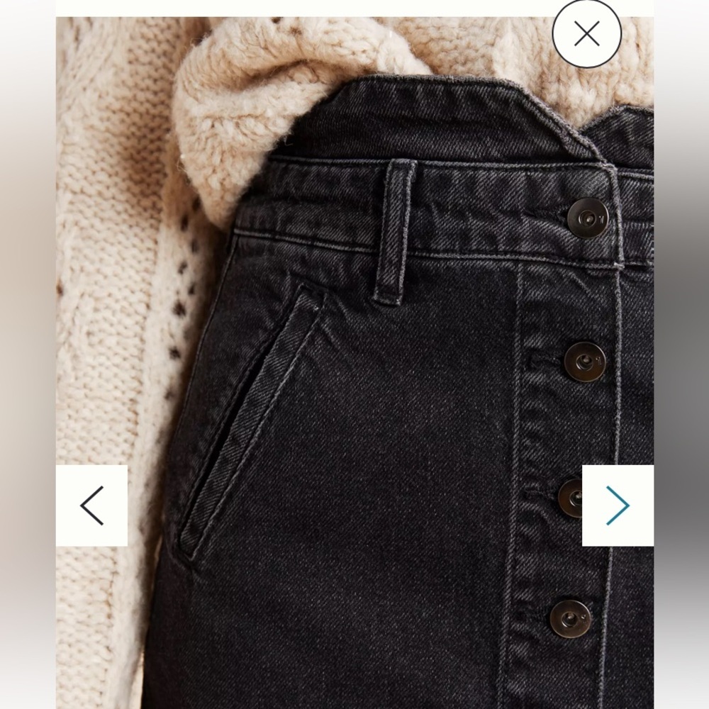 PILCRO FOR ANTHROPOLOGIE BUTTON FRONT HIGH WAISTED MINI SKIRT WASHED BLACK DENIM - Picture 6 of 14